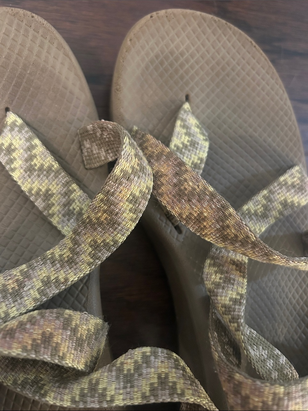Chaco Olive and Yellow Patterned Strappy Sandals - Picture 6 of 7